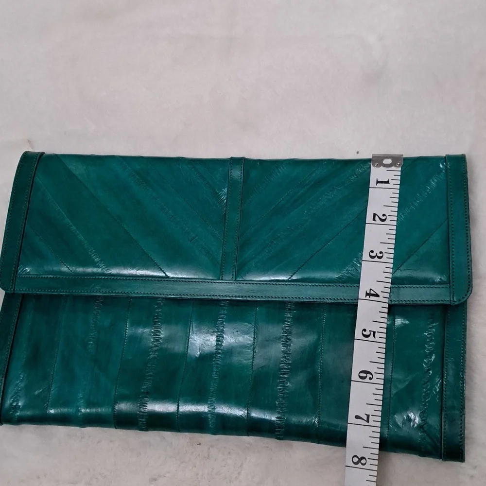 Vintage Teal Eel Leather Clutch Bag - Picture 7 of 7